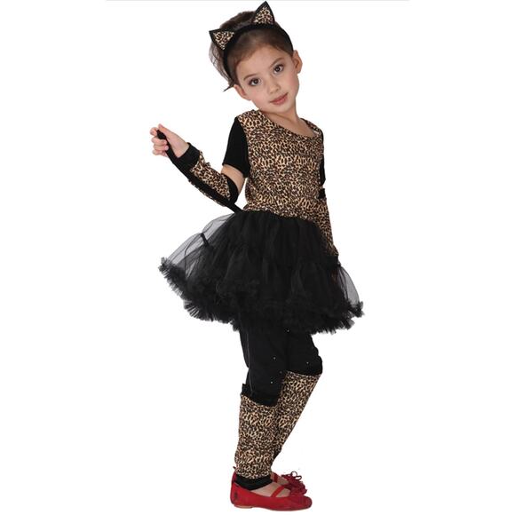 Brcus Girls Leopard Cheetah Animal Halloween Costume Child Role Play Cosplay - Picture 4 of 4